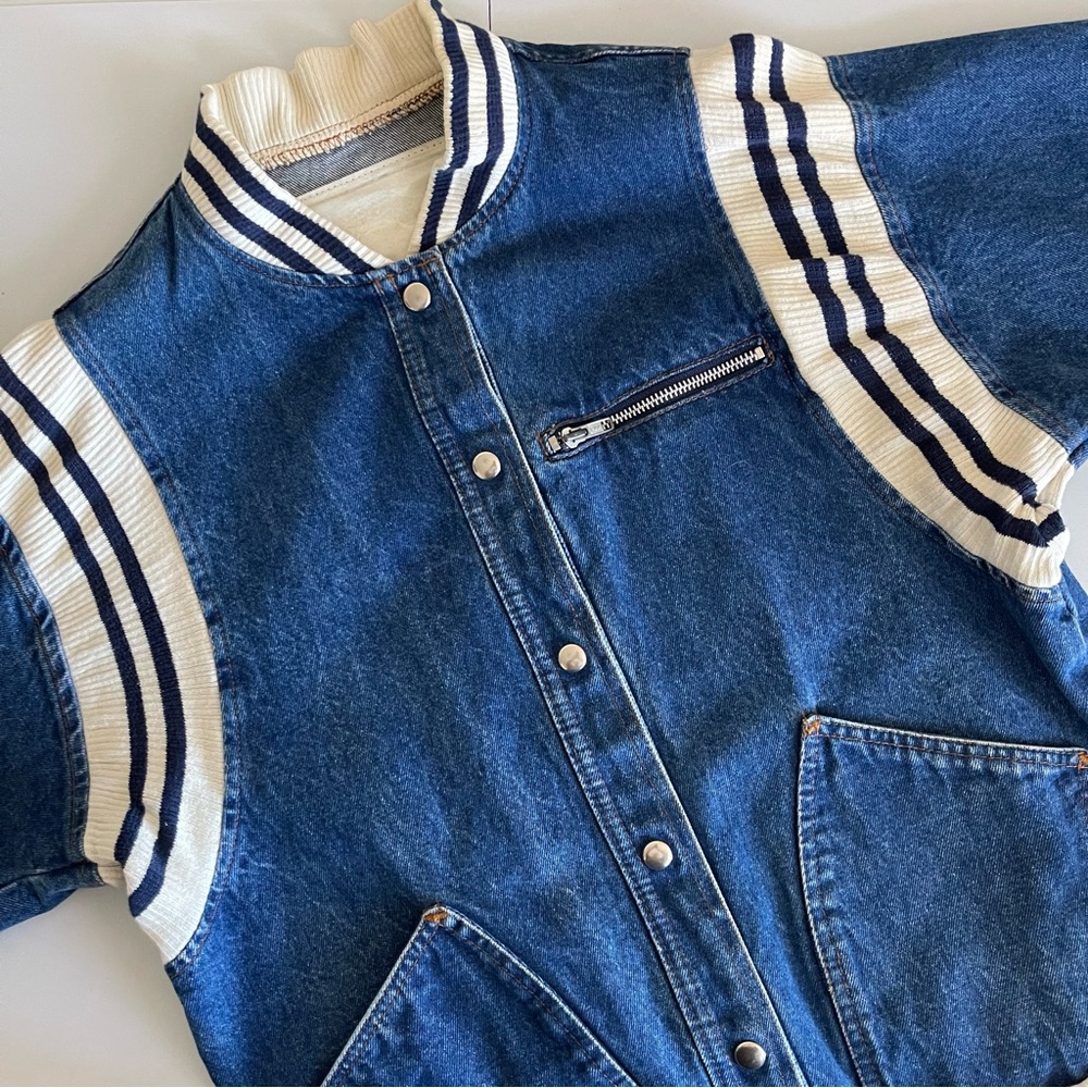 ✨Vintage Bebe Furrrina | Unisex Oversized Selvy Varsity Style Denim Jean Jacket